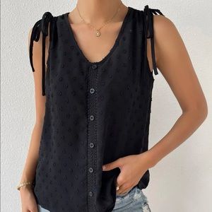 Black Sleeveless Top Boho Blouse